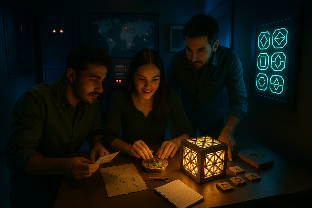 ۳ نفر در اتاق فرار در حال حل معما